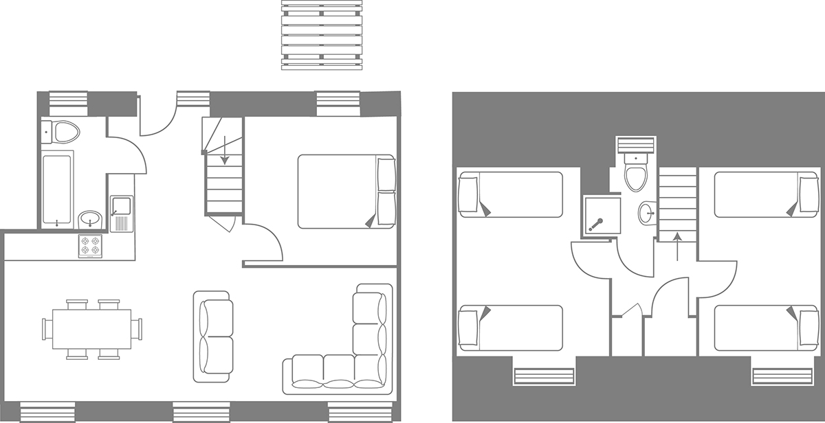 Cornwallis 4 star self catering holiday cottage floor plan at Mylor yacht Harbour