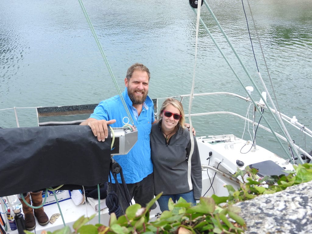 Mark Slats and Susie Goodall stop off for race prep at Mylor Yacht Harbour, Falmouth ahead of the 2019 AZAB 