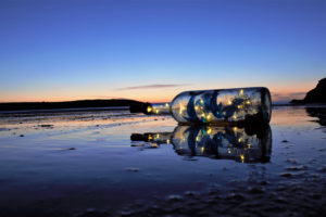 Richard Higgins’ second prize photo “Wish in a Bottle, Harlyn Bay” 