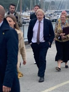 Boris Johnson visiting Mylor Yacht Harbour Cornwall 10.06.21