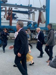 Boris Johnson in Mylor Yacht harbour Cornwall 10th June 2021