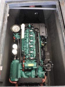 Volvo Penta D6 380 engine fitted into engine bay at Mylor Yacht harbour